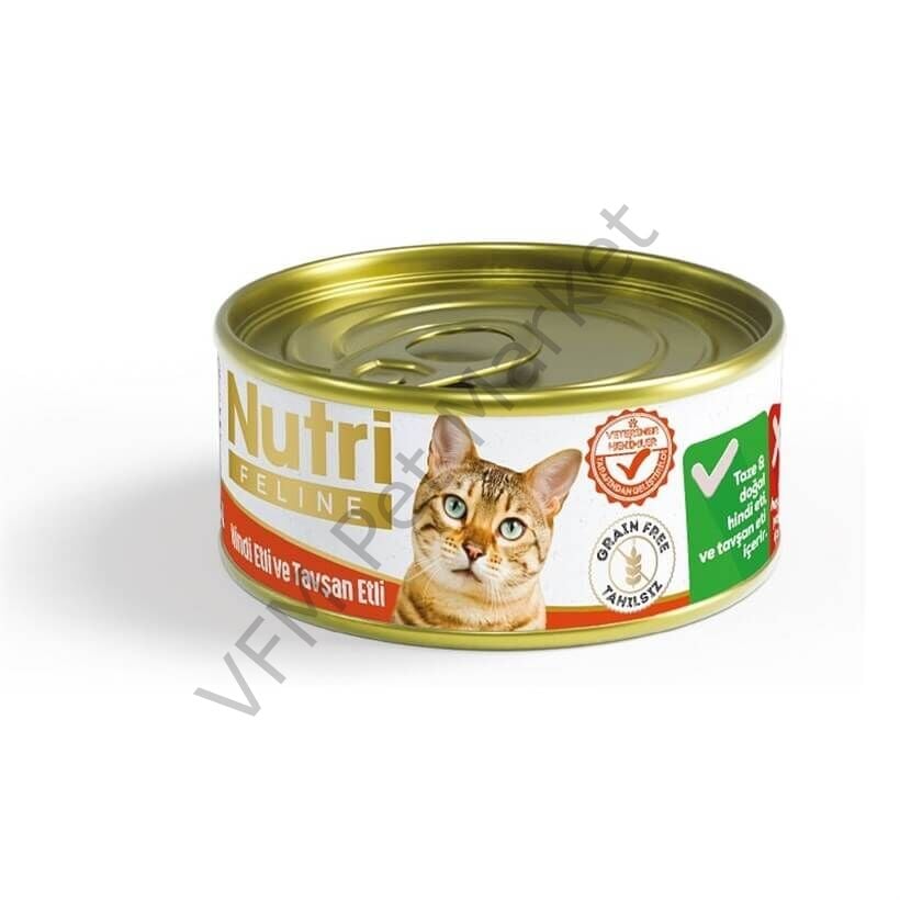 Nutri Feline Tahılsız Kedi Konservesi 85 Gr - Hindi ve Tavşan Etli