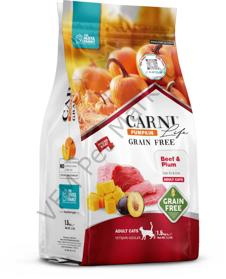Carni Life Pumpkin Grain Free Adult Cats 1,5 Kg Sığır Eti&Erik