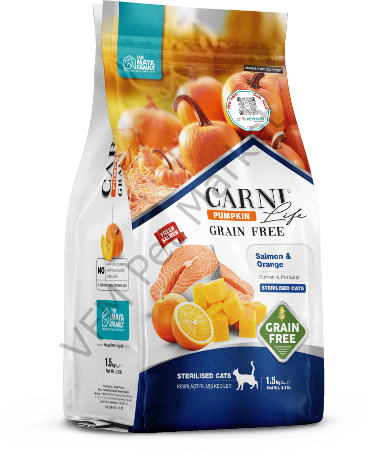 Carni Life Pumpkin Grain Free Sterilised Cats 1,5 Kg Balık&Portakal