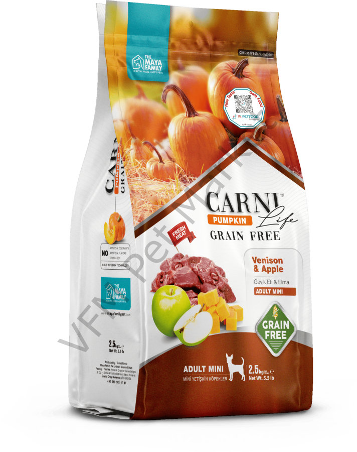 Carni Life Pumpkin Grain Free Adult Mini 2,5 Kg Geyik Eti&Elma