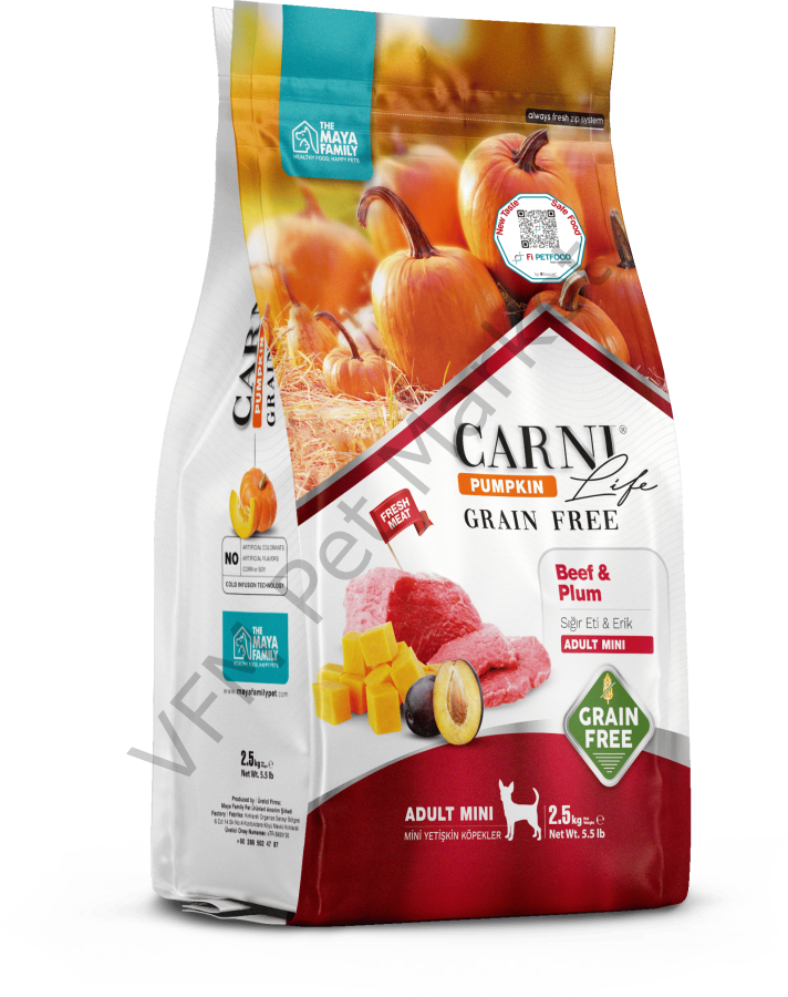 Carni Life Pumpkin Grain Free Adult Mini 2,5 Kg Sığır Eti&Erik