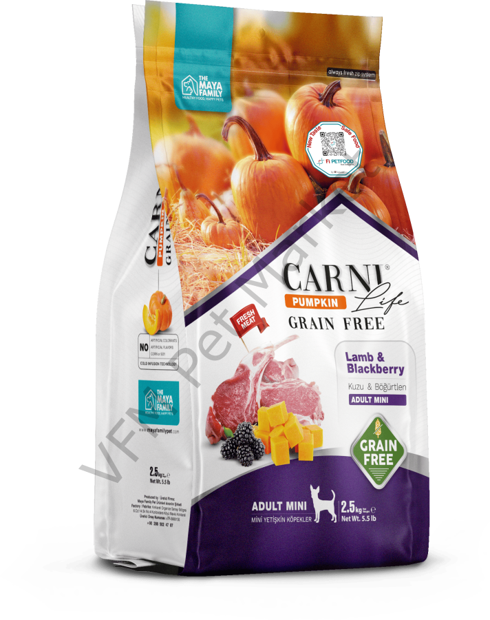 Carni Life Pumpkin Grain Free Adult Mini 2,5 Kg Kuzu&Böğürtlen