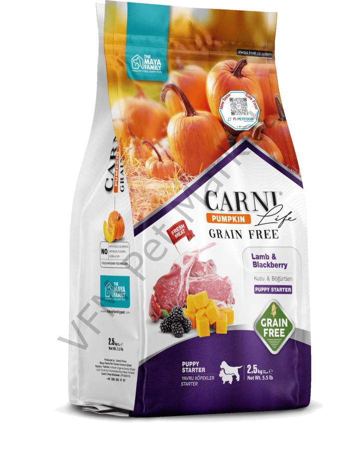 Carni Life Pumpkin Grain Free Puppy Starter 2,5 Kg Kuzu&Böğürtlen