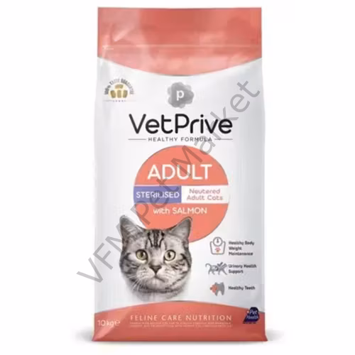 Vet Prive Somonlu Kısırlaştırılmış Yetişkin Kedi Maması 10+2 Kg