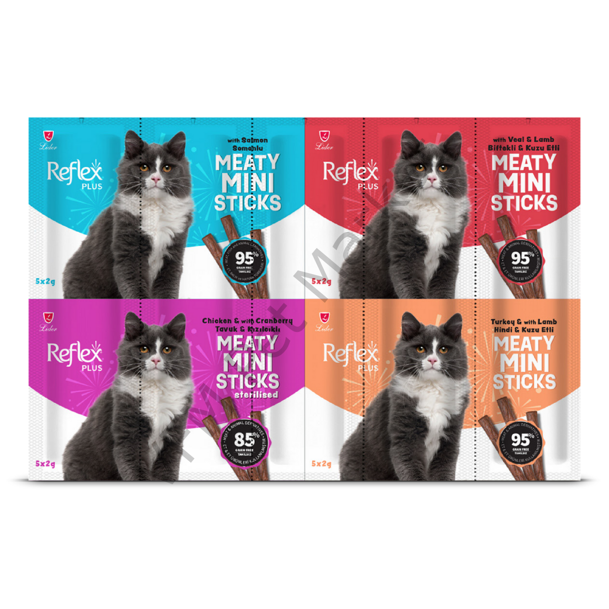 Reflex Plus Meaty Mini Sticks Kedi Ödül Maması 2 gr x 4 Çeşit