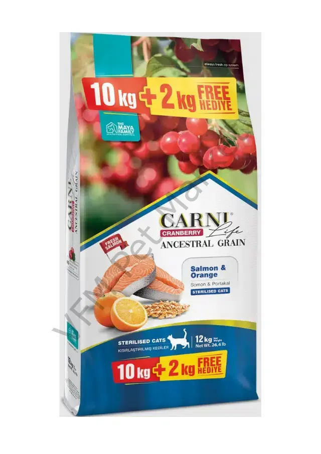 Carni Life Az Tahıllı Somon ve Portakallı Kısırlaştırılmış Kedi Maması 10+2 kg