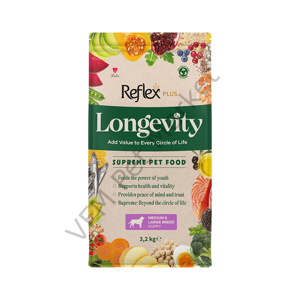 Reflex Plus Longevity Orta ve Büyük Irk Yavru Köpek Maması 3,2 Kg